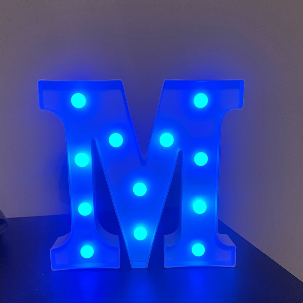 Blue LED Light-Up Letter M